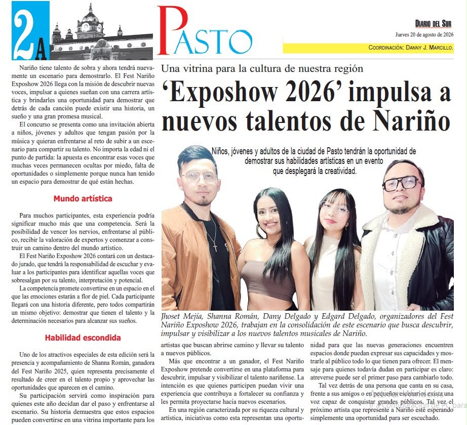 Nota de Diario del Sur sobre Narino Exposhow
